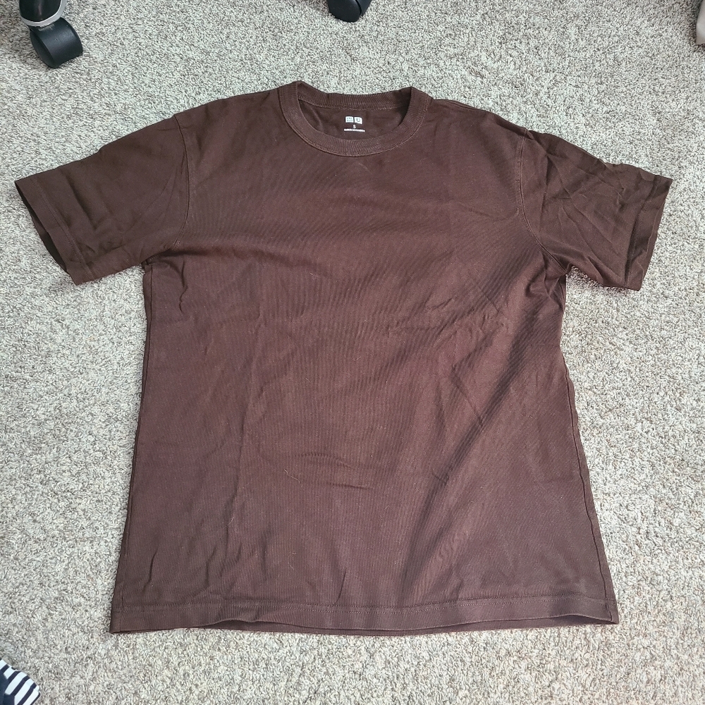 Uniqlo U Dark Brown 100% Cotton Crewneck Short Sleeve T Shirt Size S